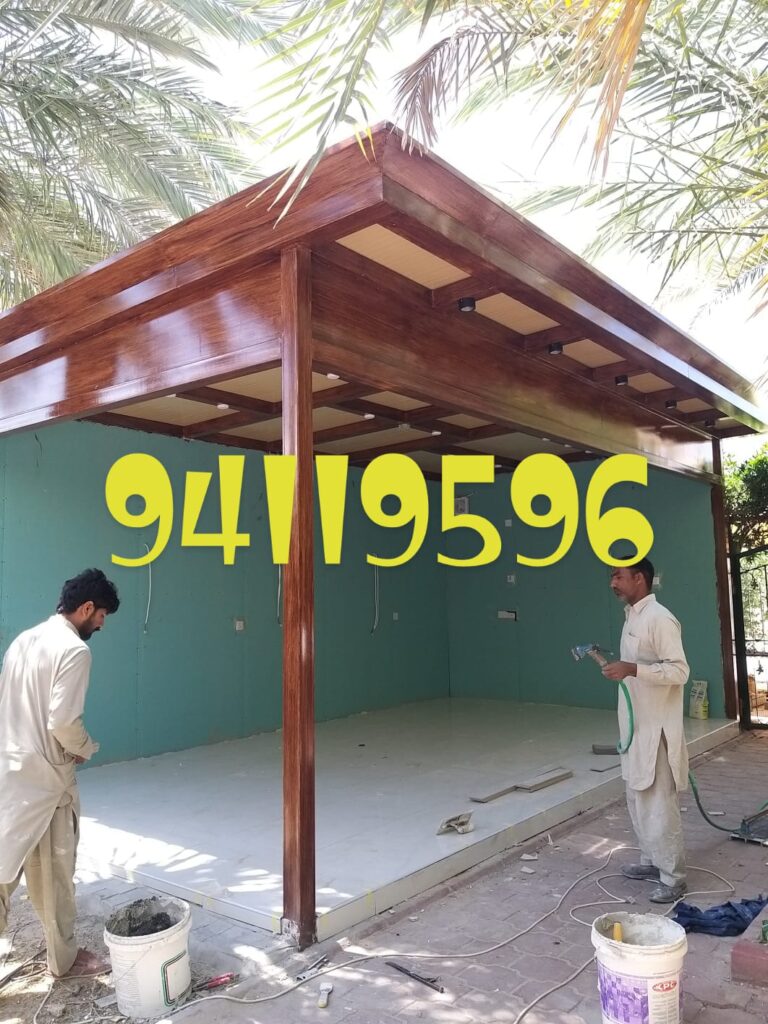 مظلات مواقف سيارات مع برجولات خشبية